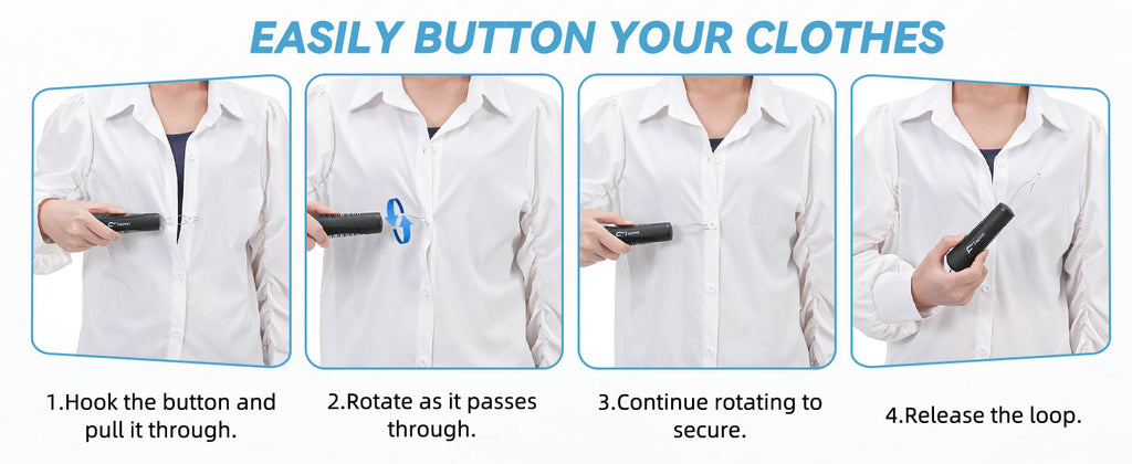 Button Hook, Button Assist Tool, with Comfort & Wide Grip, Button Helper Tool for Elderly, Arthritis, Stroke, Parkinson's