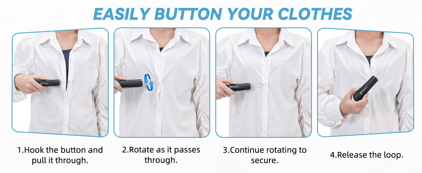 Button Hook, Button Assist Tool, with Comfort & Wide Grip, Button Helper Tool for Elderly, Arthritis, Stroke, Parkinson's