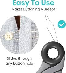 Button Hook with Finger Hole - Zipper Gripper Pull Helper - Dressing Aid Assist