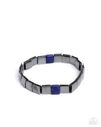 Sporadic Squares Blue Bracelet Men
